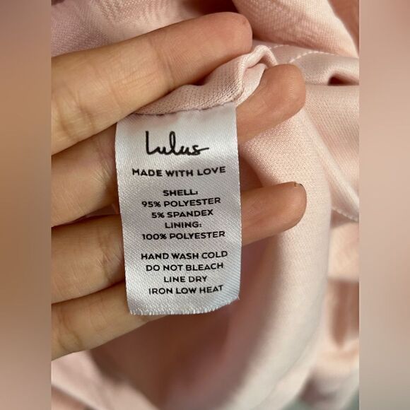 Lulu's Dress Puff Sleeves in Peach Back tie Closure - Picture 8 of 10